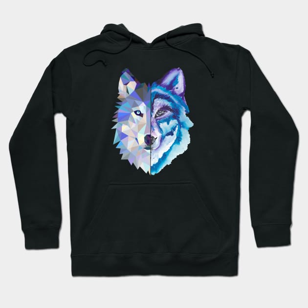 Geometric Wolf Hoodie by ManulaCo